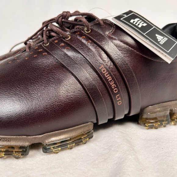 Adidas Tour360 LTD WD Golf Shoe Spiked Men 12 D Burgundy Leather 3D Fit Foam NWT - Picture 3 of 15